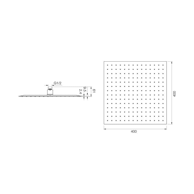 Parisi Quadro Turbo 400 Shower Head Spec