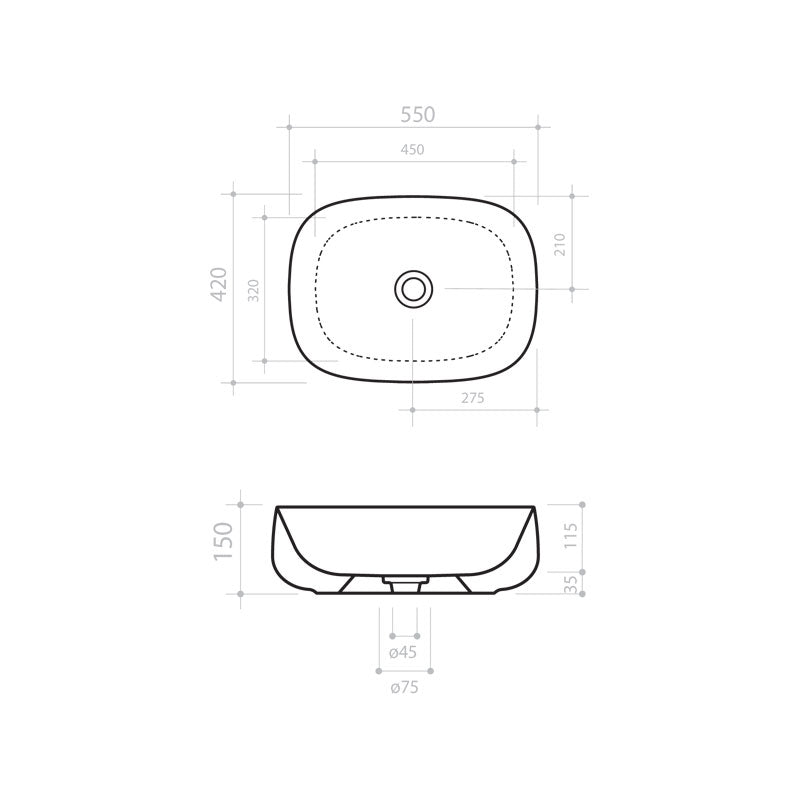 Parisi Seed 550x420 Bench Basin Spec