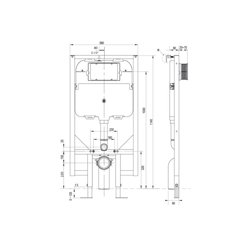 Parisi Slim Cistern with Frame Spec