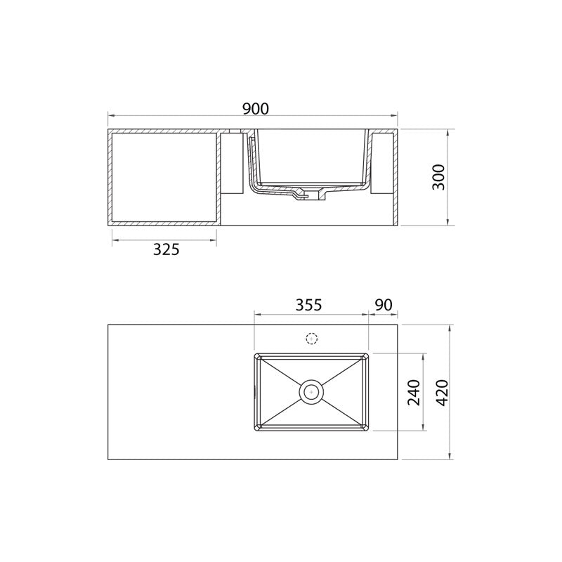 Parisi Slot 90 Wall Hung Vanity Spec