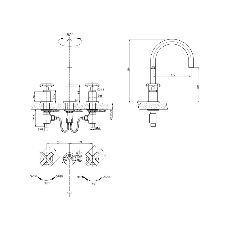 Parisi Stella Round BathBasin Set Spec