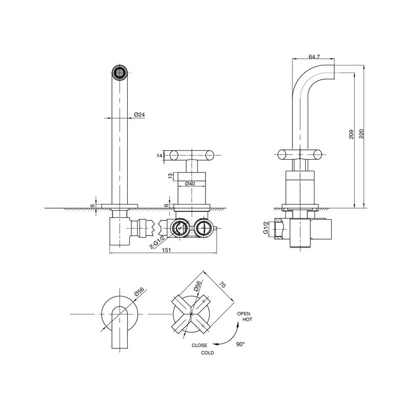 Parisi Stella Round Mixer & Spout Spec