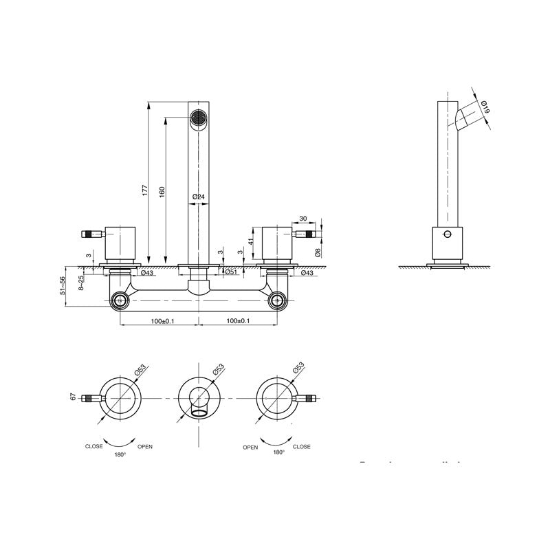 Parisi Tondo BasinBath Set 160mm Spout Spec