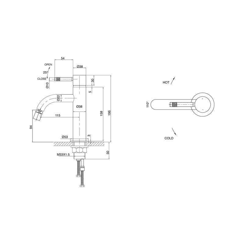 Parisi Tondo Bidet Mixer Spec