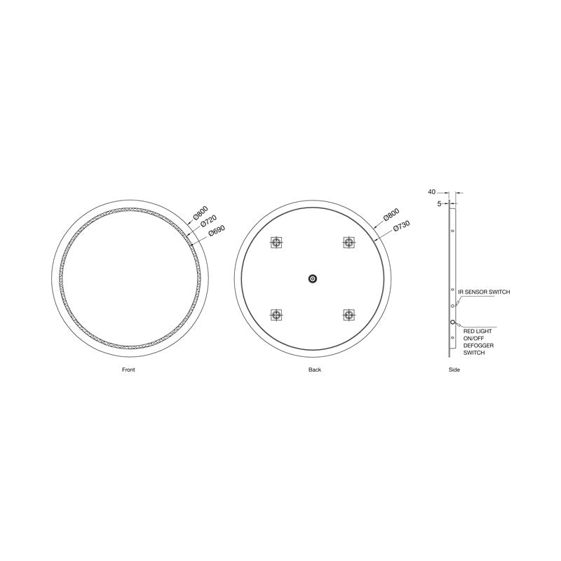 Parisi Tondo Round  Mirror Spec