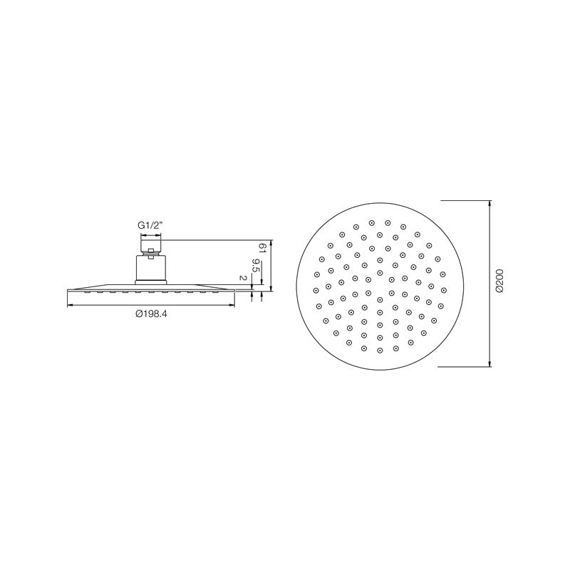 Parisi Tondo Turbo Shower Head Spec