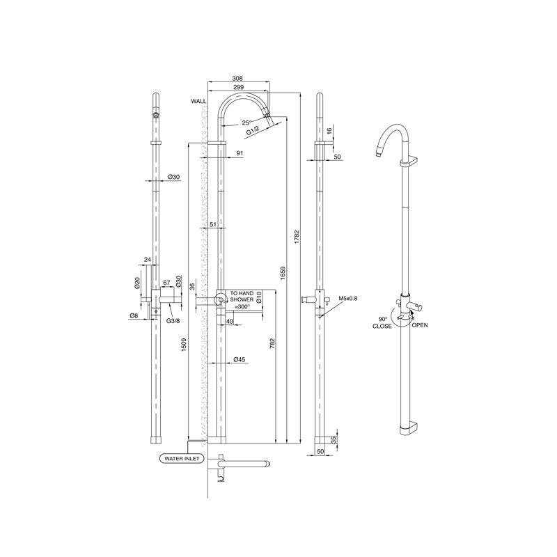 Parisi Tondo Wall Mounted Shower Column Mixer Spec