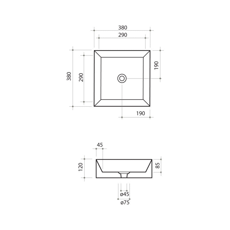 Parisi Track 380x380 Bench Basin Spec 