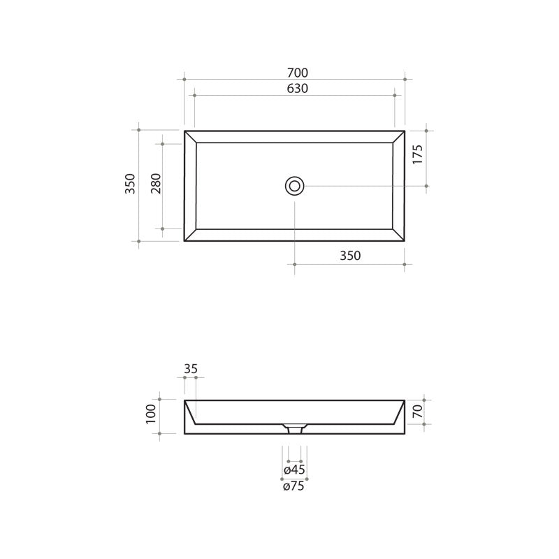 Parisi Track 700x350 Bench Basin Spec