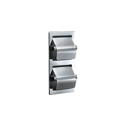 Parisi L'Hotel Double Toilet Roll Holder with Covers - Stainless Steel