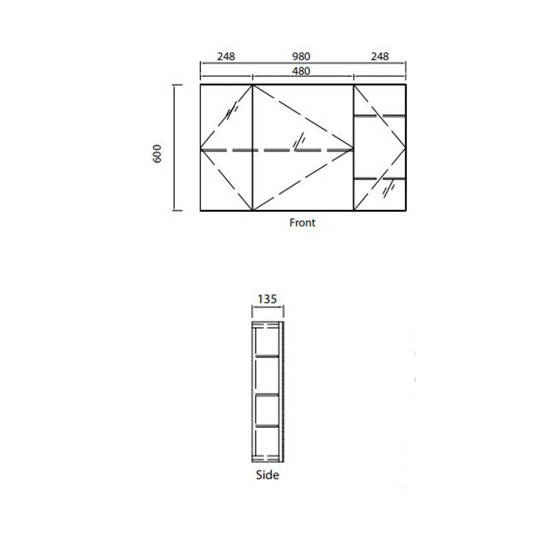 Parisi Bianco 1000 Mirror Cabinet- Matt White Specification