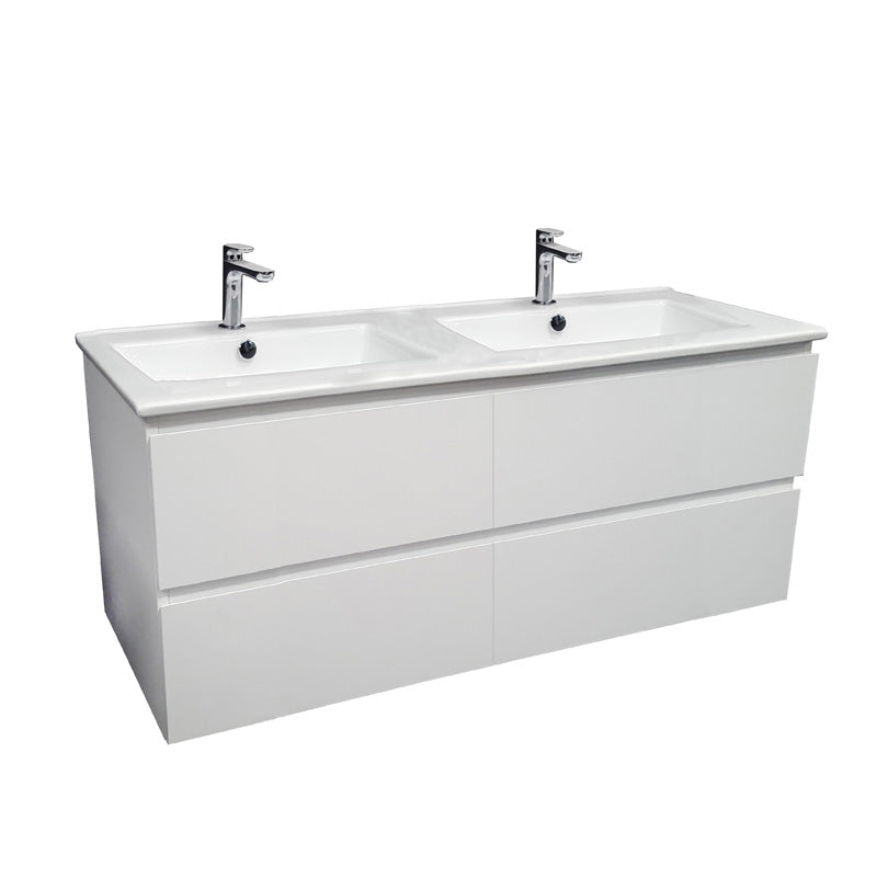 Parisi Bianco 1200 Wall Mounted Cabinet with Double Ceramic Top 1TH- Matt White