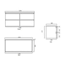 Parisi Bianco 1200 Wall Mounted Cabinet with Double Ceramic Top 1TH- Matt White Specification