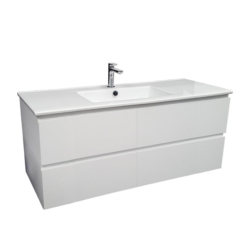 Parisi Bianco 1200 Wall Mounted Cabinet with Ceramic Top 1TH- Matt White