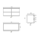 Parisi Bianco 1200 Wall Mounted Cabinet with Ceramic Top 1TH- Matt White Specification