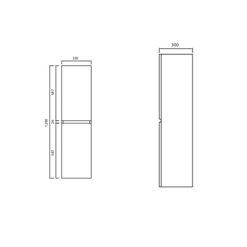 Parisi Bianco 330 Side Storage Unit- Matt White Specification