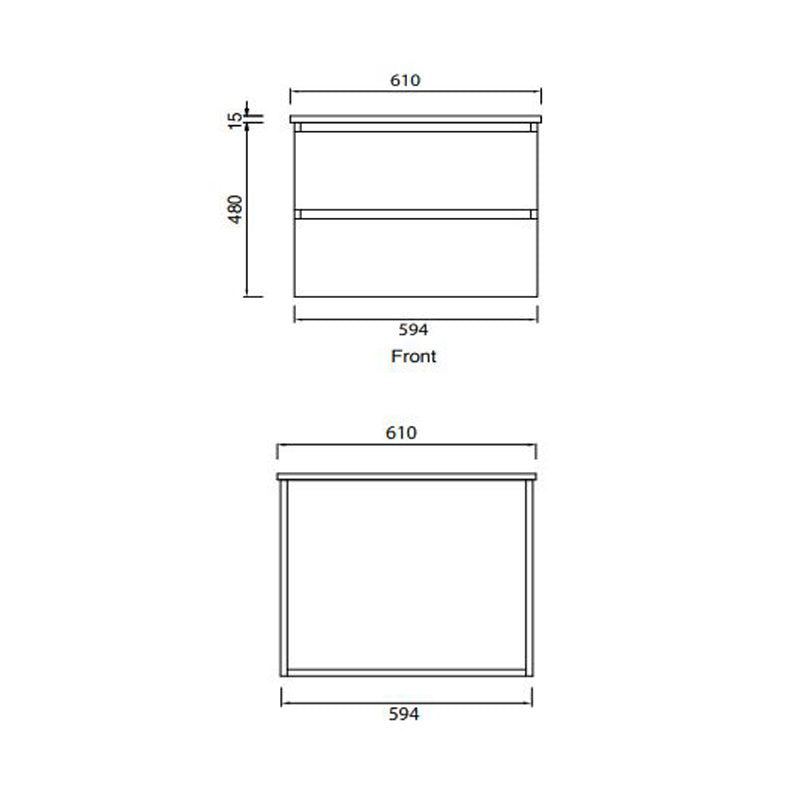 Parisi Bianco 600 Wall Mounted Cabinet with Ceramic Top 1TH- Matt White Specification