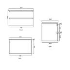 Parisi Bianco 800 Wall Mounted Cabinet with Ceramic Top 1TH- Matt White Specification