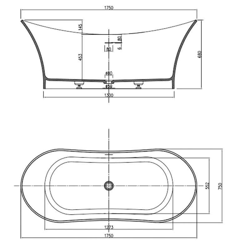Pietra Bianca Crown Freestanding Bathtub