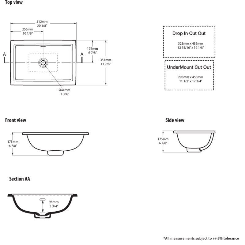 Victoria + Albert Pembroke 52 Basin specifications