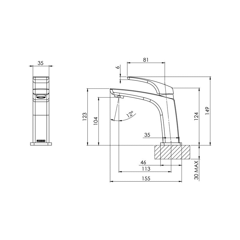 Phoenix Rush Basin Mixer - Matt Black Spec