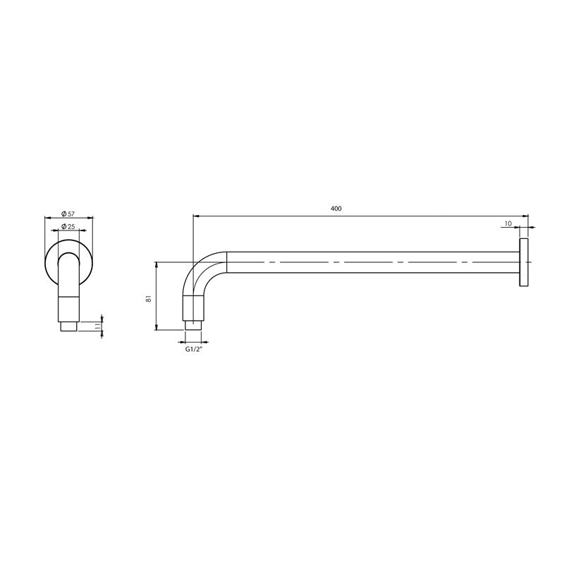 Phoenix Vivid Shower Arm Only 400mm Round Spec