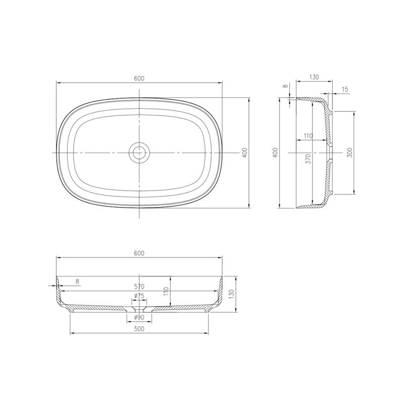Pietra Bianca Bianca Above Counter Basin Specification