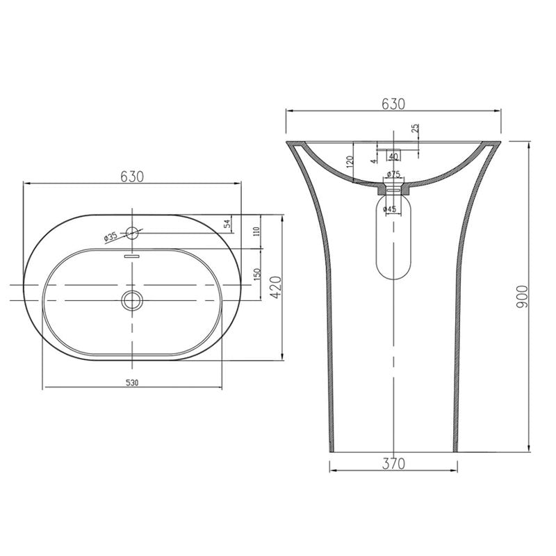 Pietra Bianca Iceland Freestanding Basin Specification