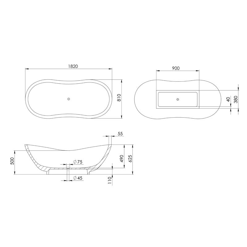 Pietra Bianca Mango Freestanding Bath Specification