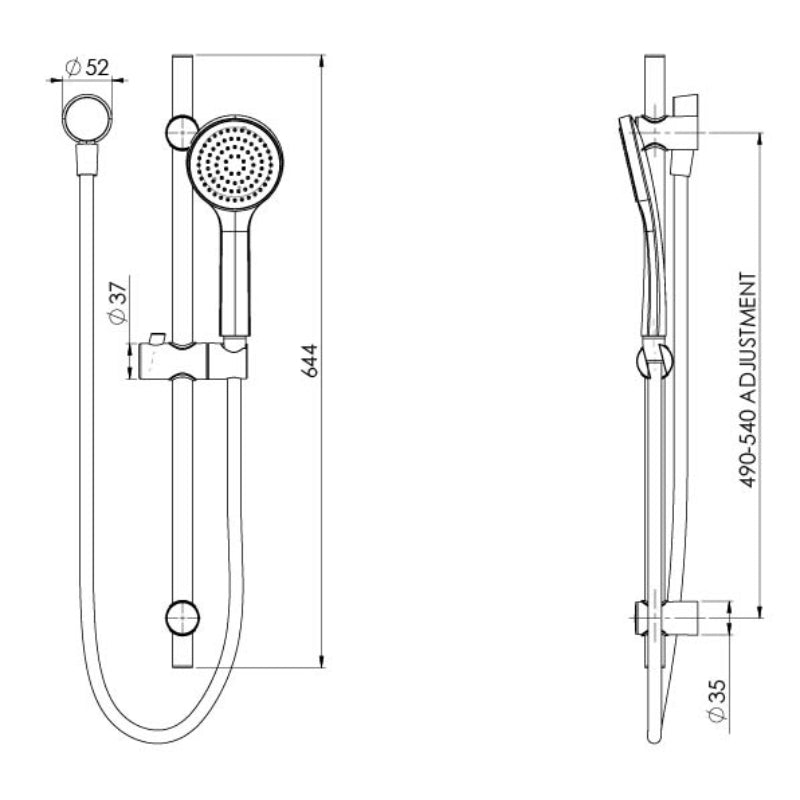 Phoenix Pina Rail Shower - Specification