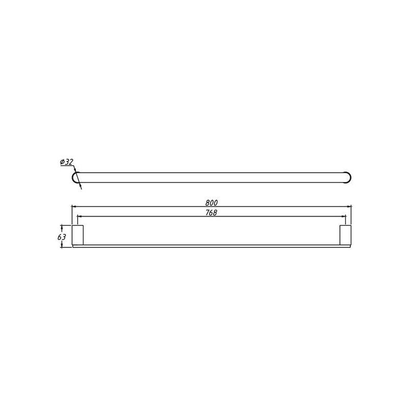PLD Cove Single Towel Rail - 800mm - Chrome Spec