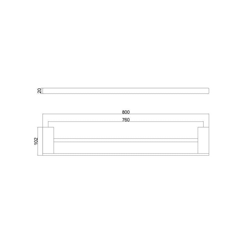 PLD Taho Double Towel Rail 800mm Spec