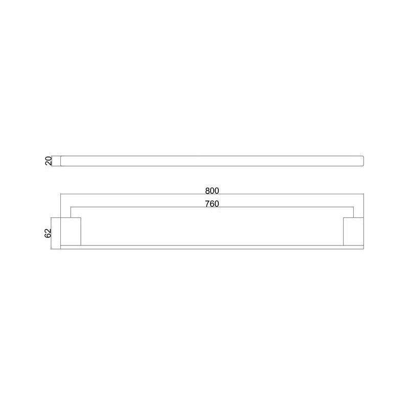 PLD Taho Single Towel Rail 800mm Spec