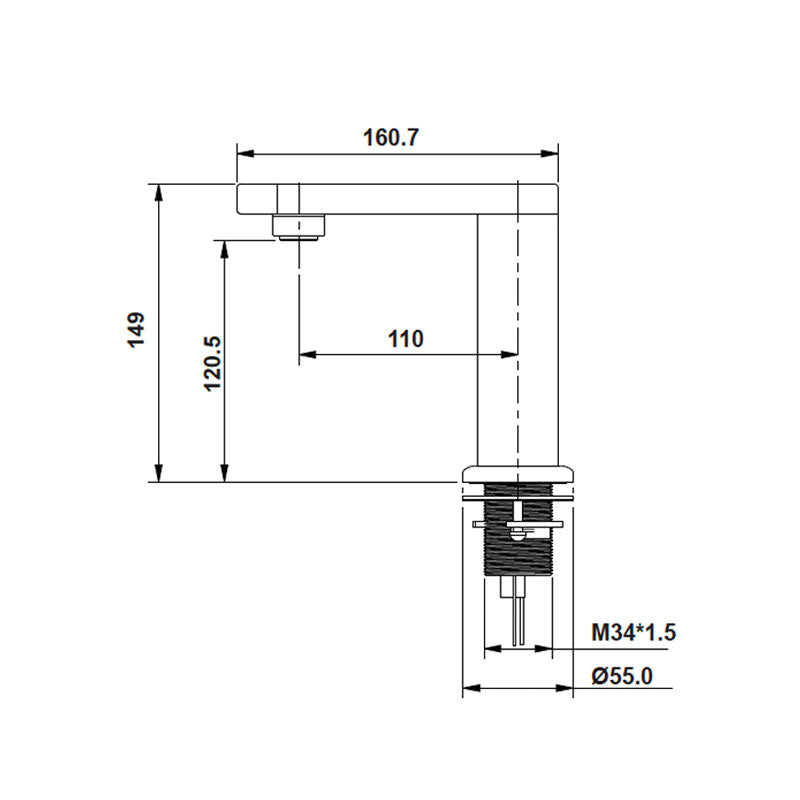 Gentec Smartec Electronic Bench Mounted Basin Tap Specification