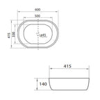 Parisi Elli Bench Basin (60x42x14H) Gloss White Specification