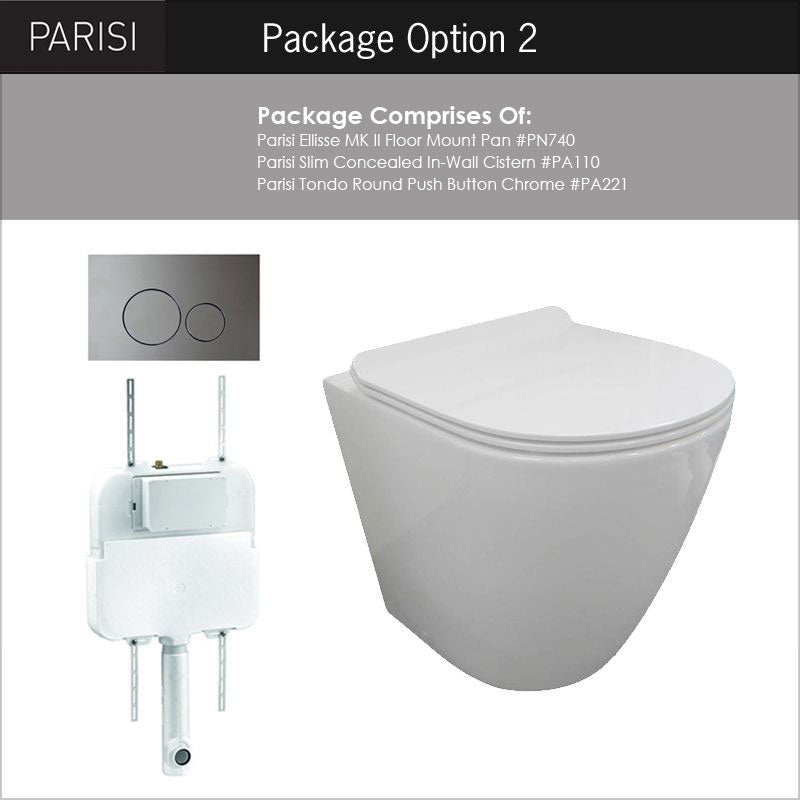 Parisi Ellisse PN610 Mk II Floor Mount Toilet Package - Soft Close Seat