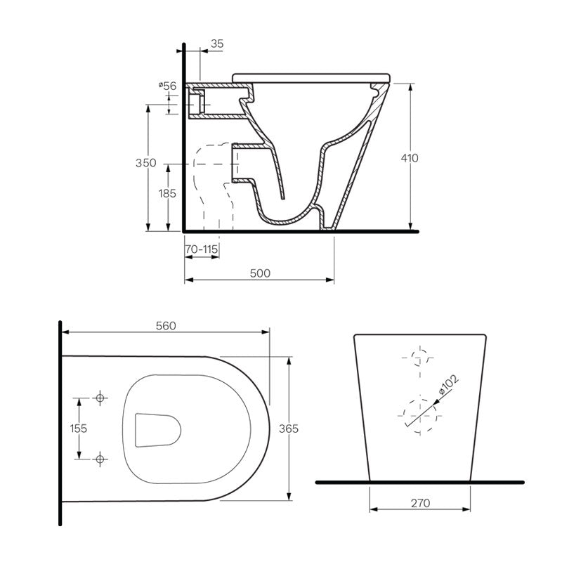 Parisi Linfa Rimless Floor Mount Toilet with S/Close Seat Specification
