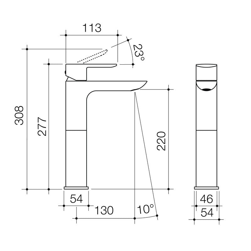 Caroma Contura Tower Basin Mixer Specifications