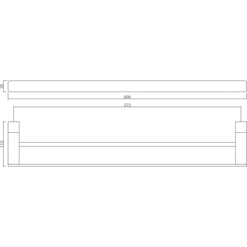 PLD Platinum Double Towel Rail 600mm Matt Black specifications
