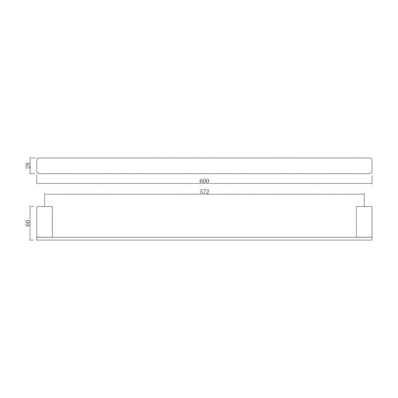 PLD Platinum Single Towel Rail 600mm Specification