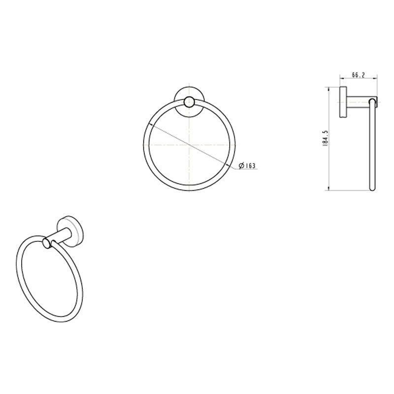 Gareth Ashton Poco Towel Ring - Brushed Nickel Specification