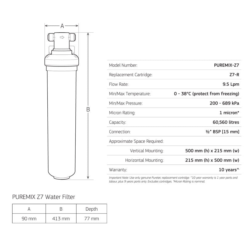 Puretec High Flow Mixer Tap Filter System for Harsh Water, 1 Micron Specification