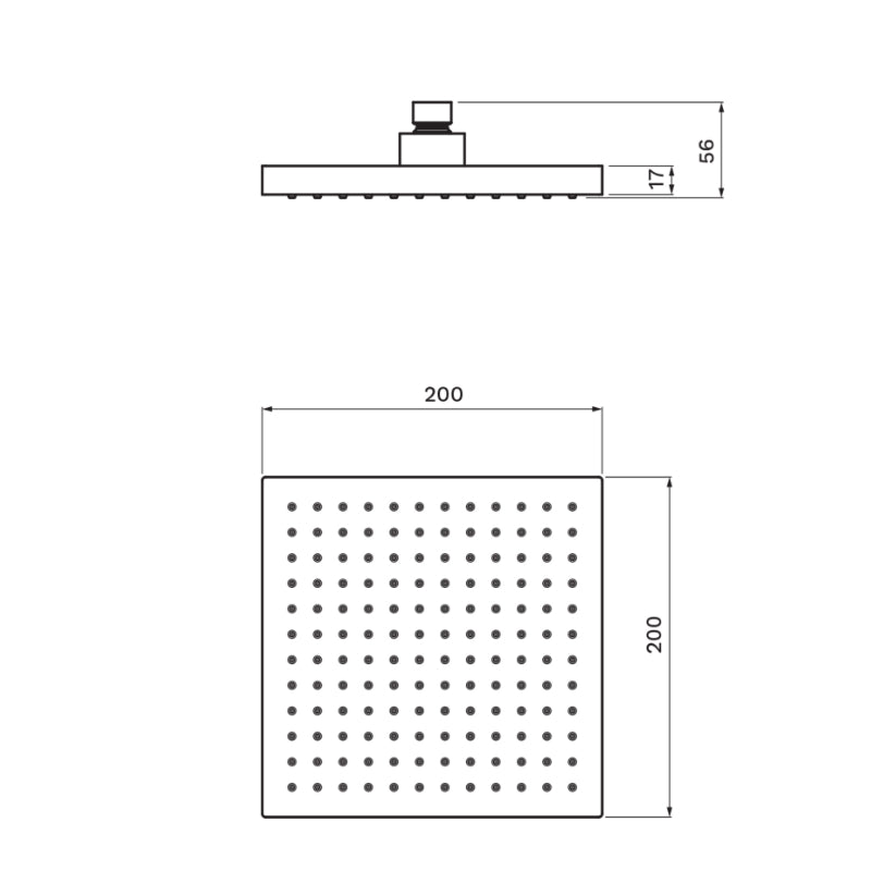 Parisi Quadro Shower Head 200mm (ABS) -  Specification