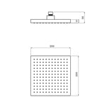 Parisi Quadro Shower Head 200mm (ABS) -  Specification