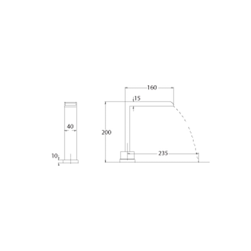 Parisi Quadro Waterfall Basin Spout 145mm - Chrome - QQW.02H