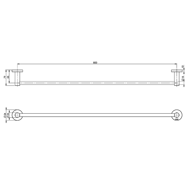 Phoenix Radii Single Towel Rail 800mm with Round Plate