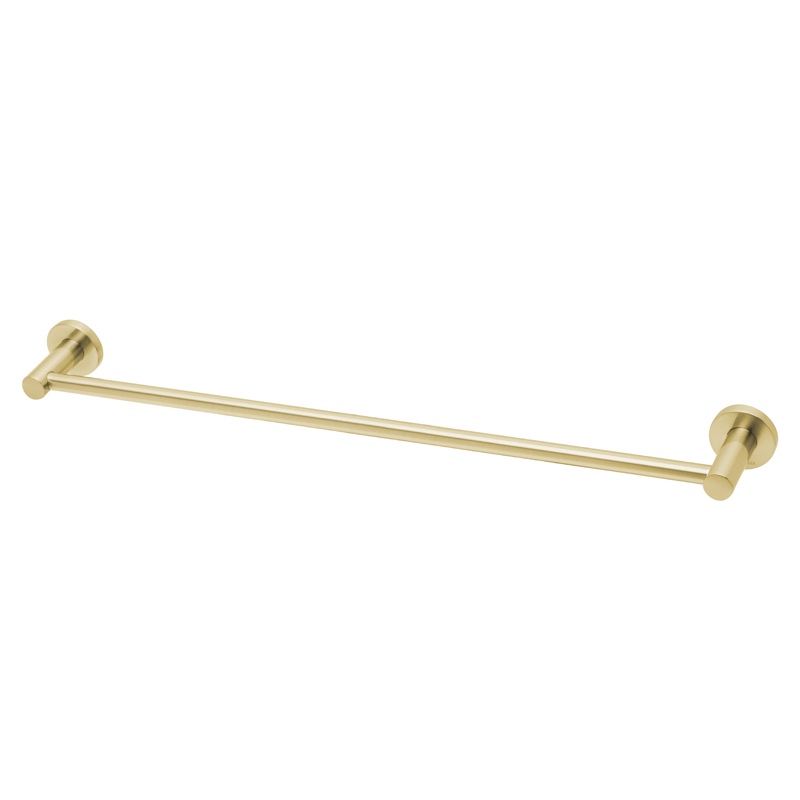 Phoenix Radii Single Towel Rail 600mm with Round Plate - Brushed Gold