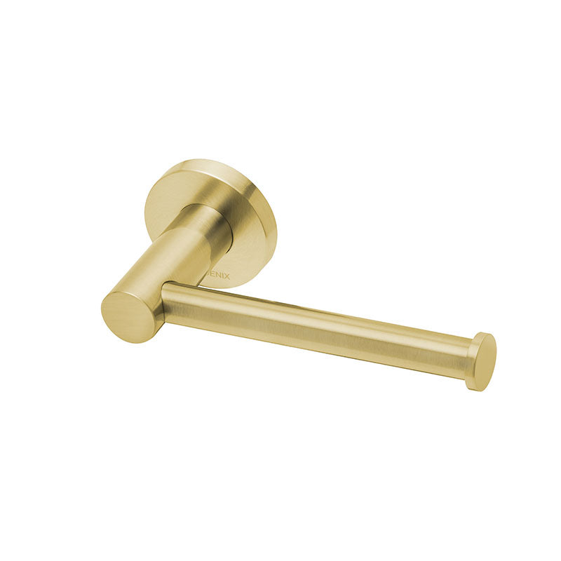 Phoenix Radii Toilet Roll Holder with Round Plate - Brushed Gold