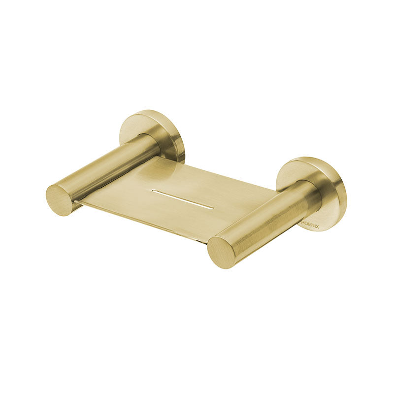 Phoenix Radii Soap Dish with Round Plate - Brushed Gold - RA895-12