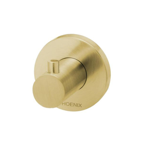 Phoenix Radii Robe Hook with Round Plate - Brushed Gold